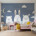 Sleeping Bunny Blue Mural Wallpaper - room preview 05