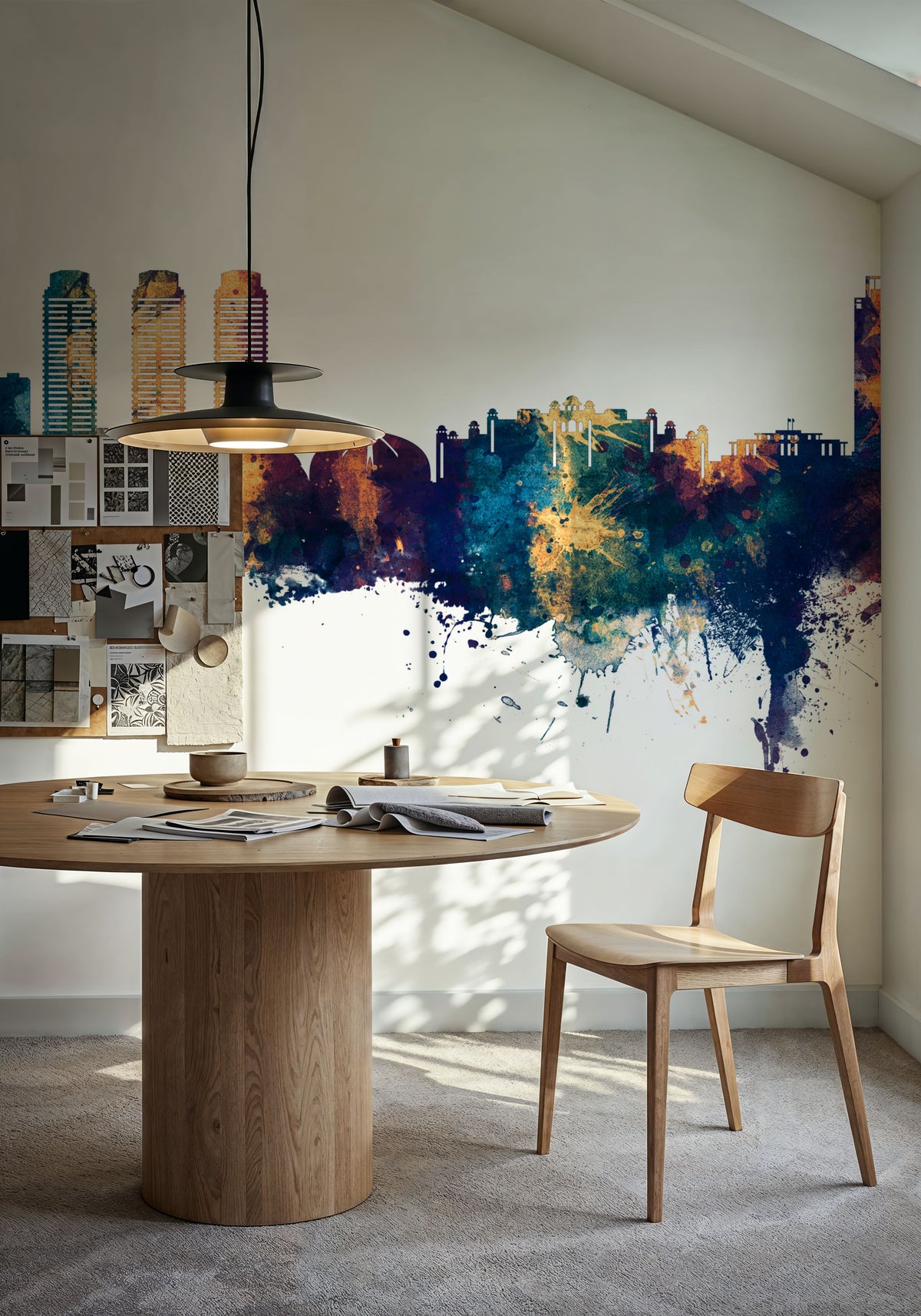 Islamabad Pakistan Skyline Blue & Bronze Mural Wallpaper - room preview 05