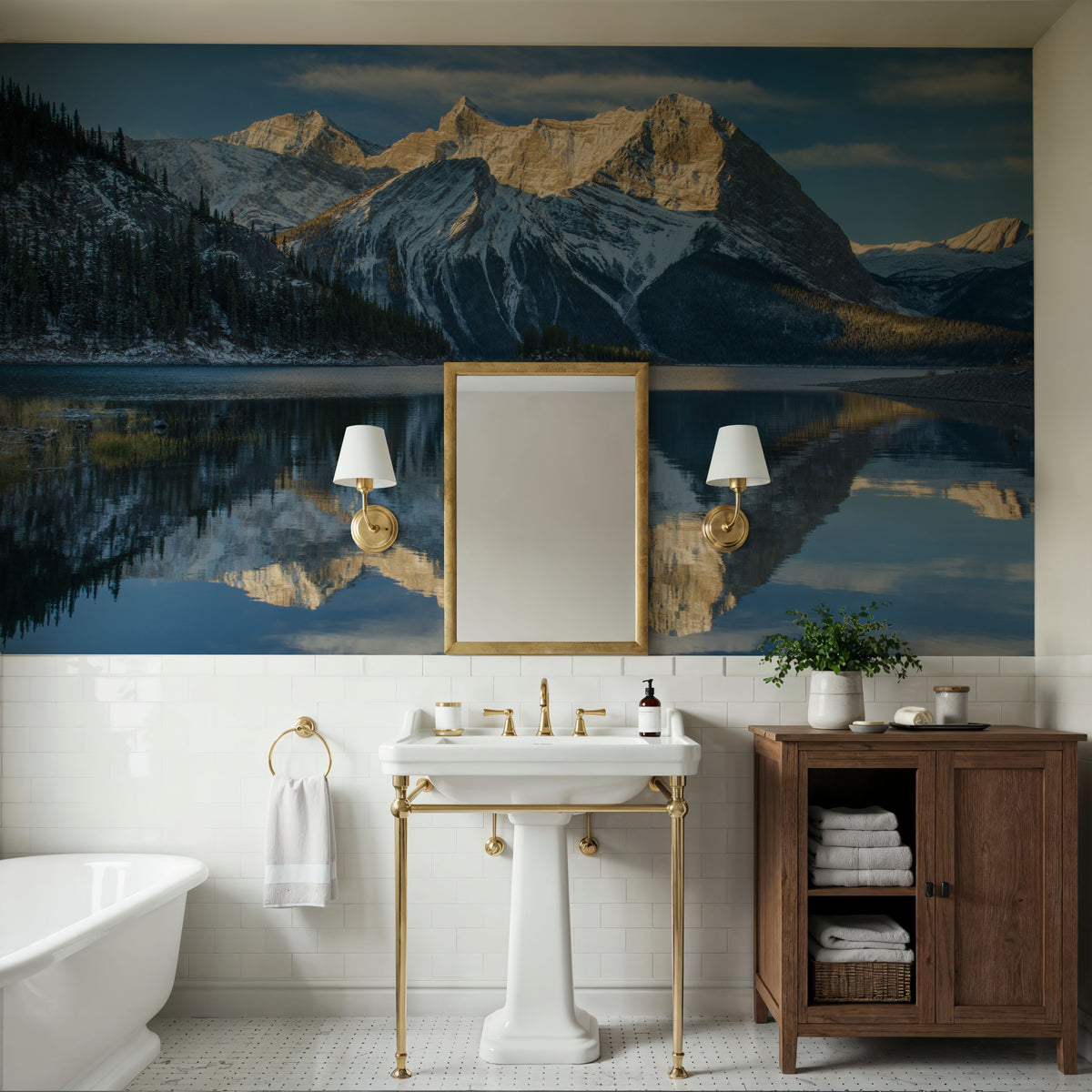 Kananaskis Lake Reflection Mural Wallpaper - room preview 05