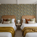 Flutterby Flowers Brown Mural Wallpaper - room preview 05