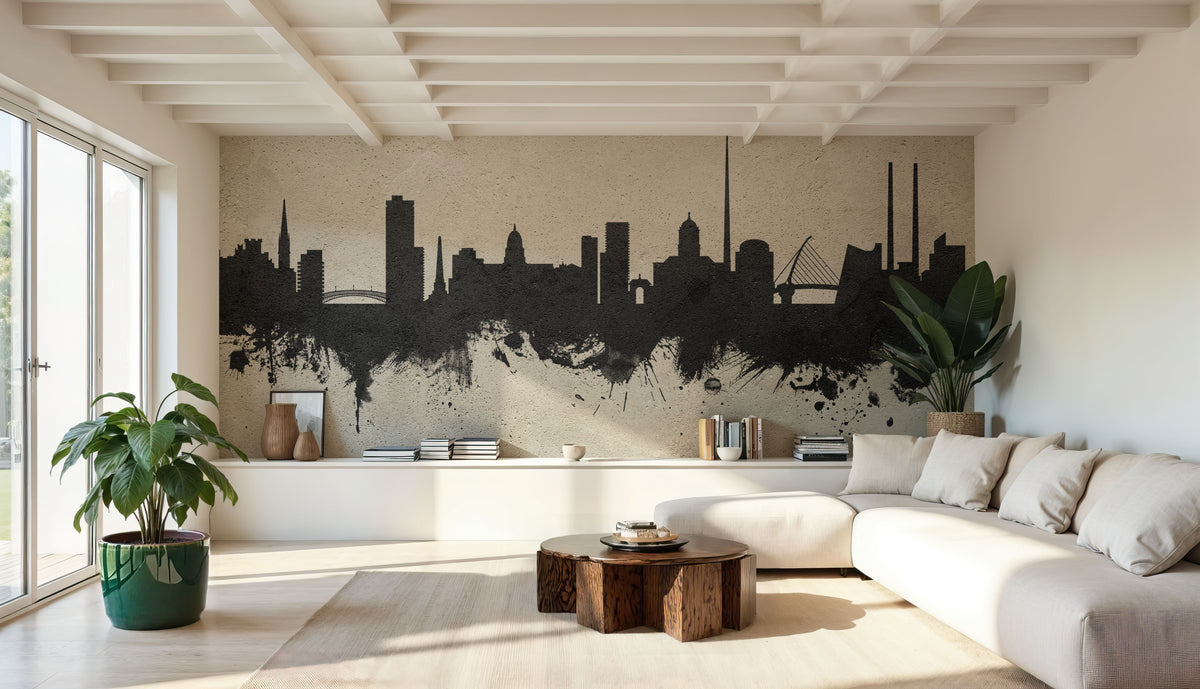 Dublin Ireland Skyline Concrete Mural Wallpaper - room preview 05