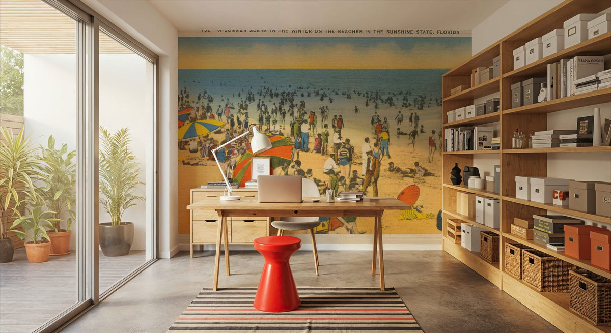 Winter Beach Postcard Mural Wallpaper - room preview 05