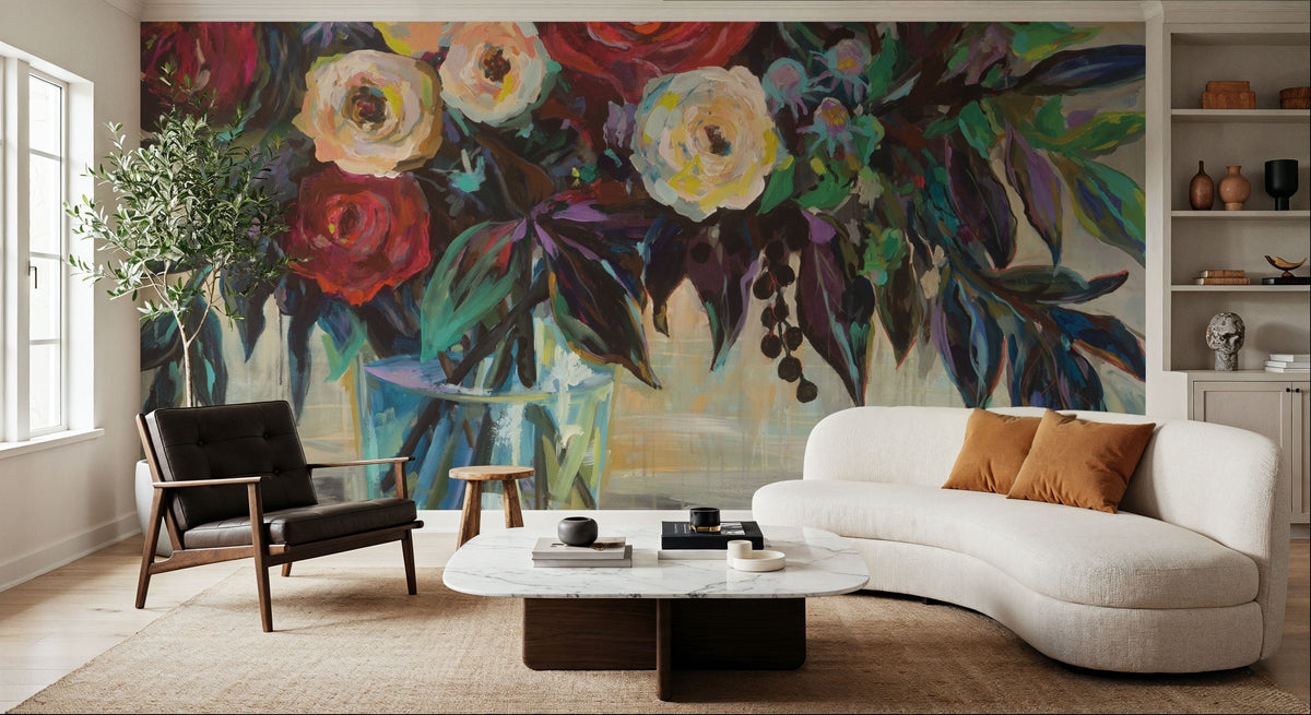 Winter Floral Mural Wallpaper - room preview 05