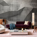 Concrete Shapes Gray Mural Wallpaper - room preview 05