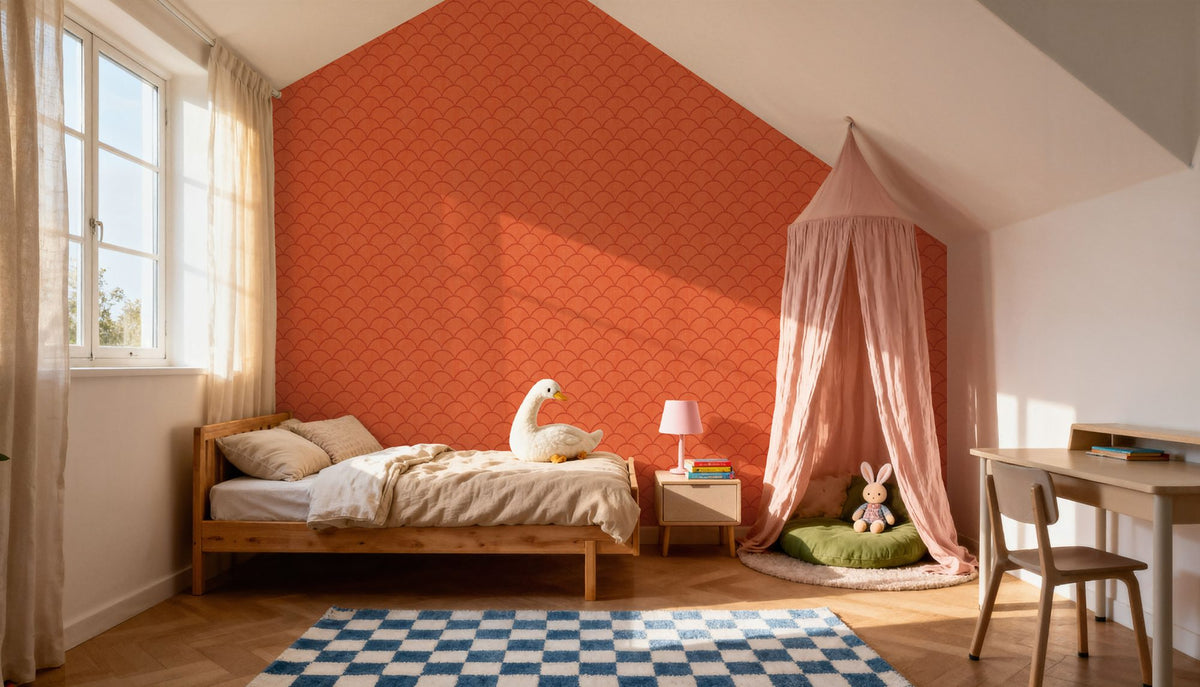 Coastal Scales Orange Mural Wallpaper - room preview 05