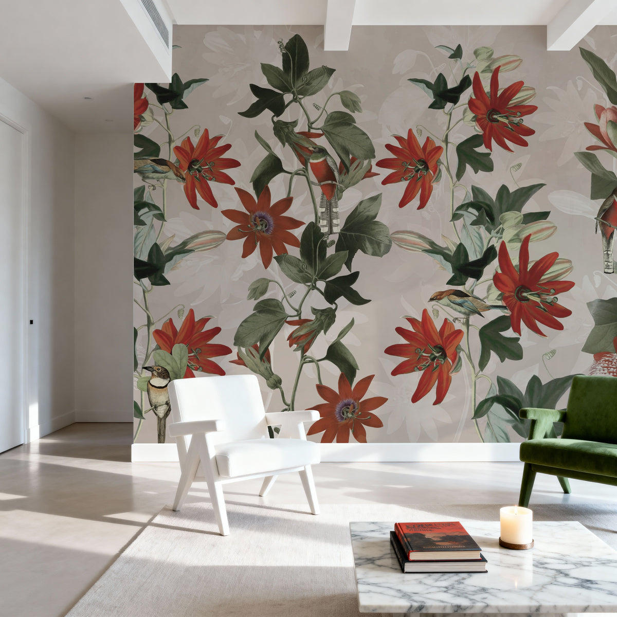 Contemporary Clematis Mural Wallpaper - Purple Tone - room preview 05