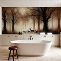 Deer Family in Misty Sepia Mural Wallpaper - room preview 05