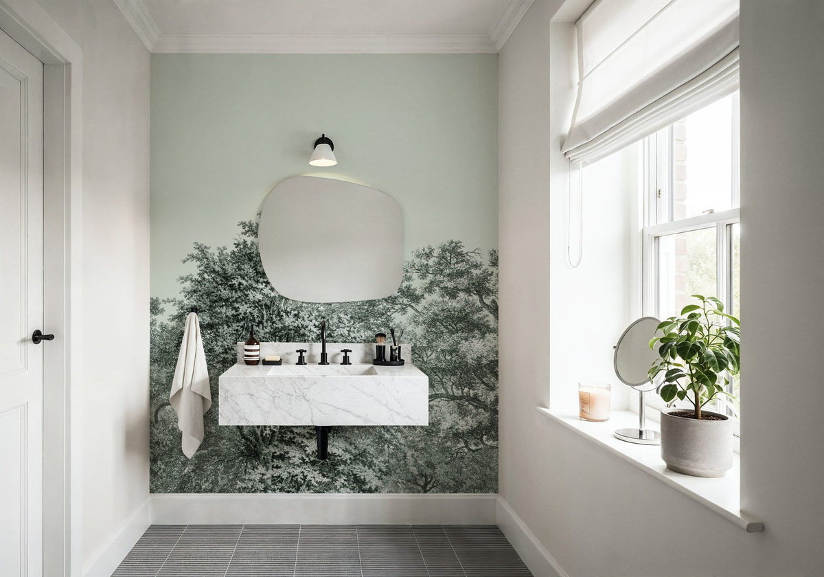 Over the Treetops, Seafoam Mural Wallpaper - room preview 05