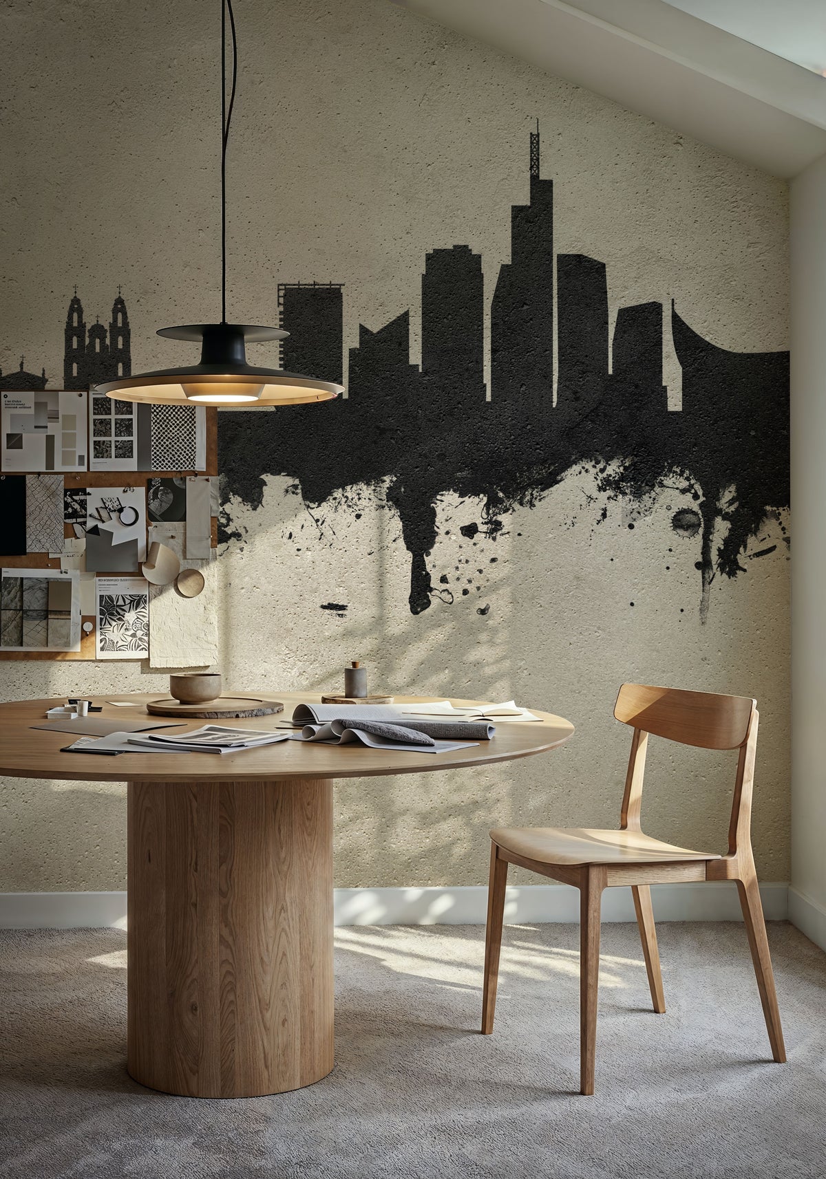 Vilnius Lithuania Skyline Concrete Mural Wallpaper - room preview 05