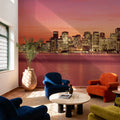 Red Gradient Twilight Metropolis Mural Wallpaper - room preview 05