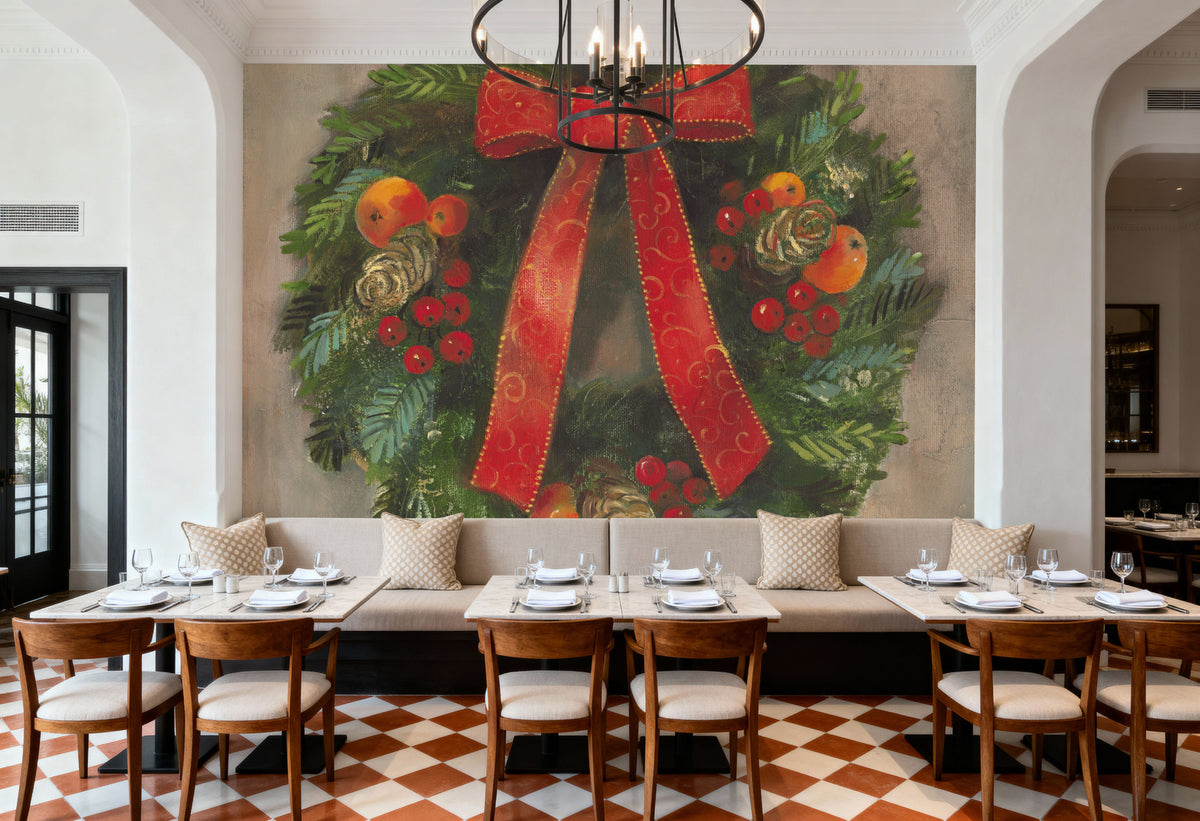 Holiday Wreath Mural Wallpaper - room preview 05