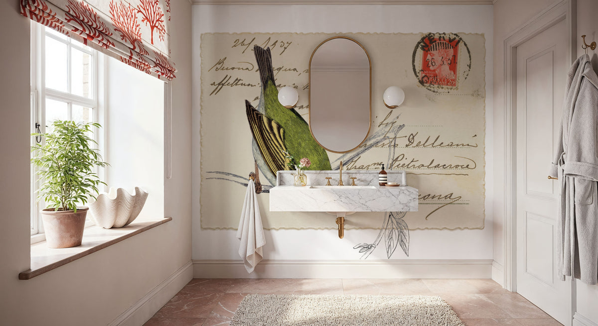 Postcard Bird I Mural Wallpaper - room preview 05