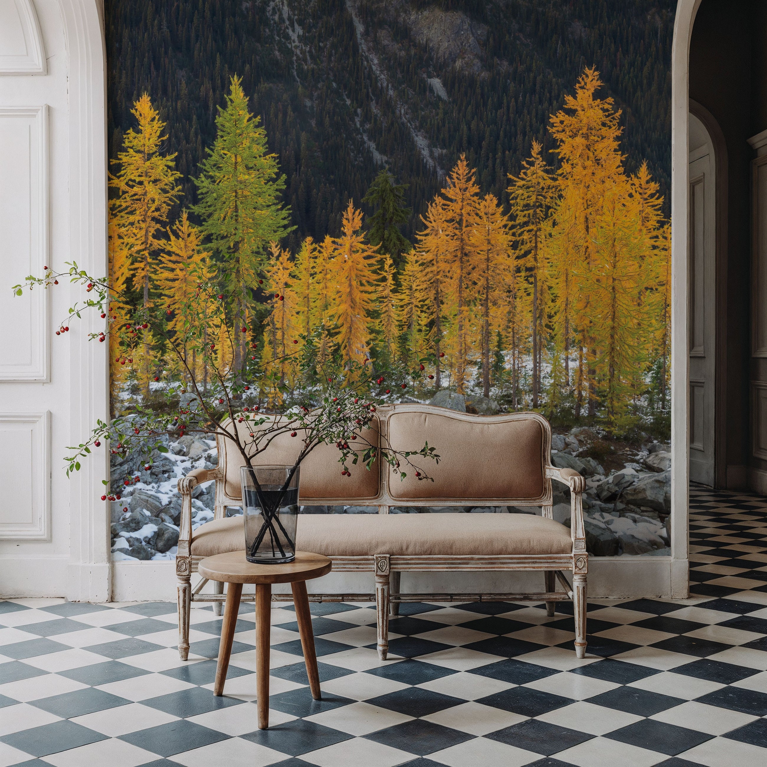 Alpine Larches Mural Wallpaper