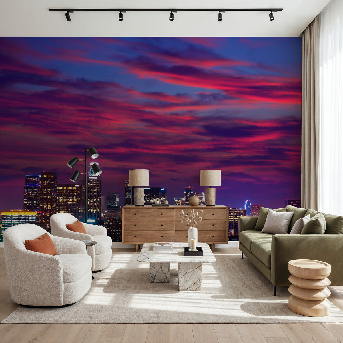 Pink Downtown Mural Wallpaper - room preview 05