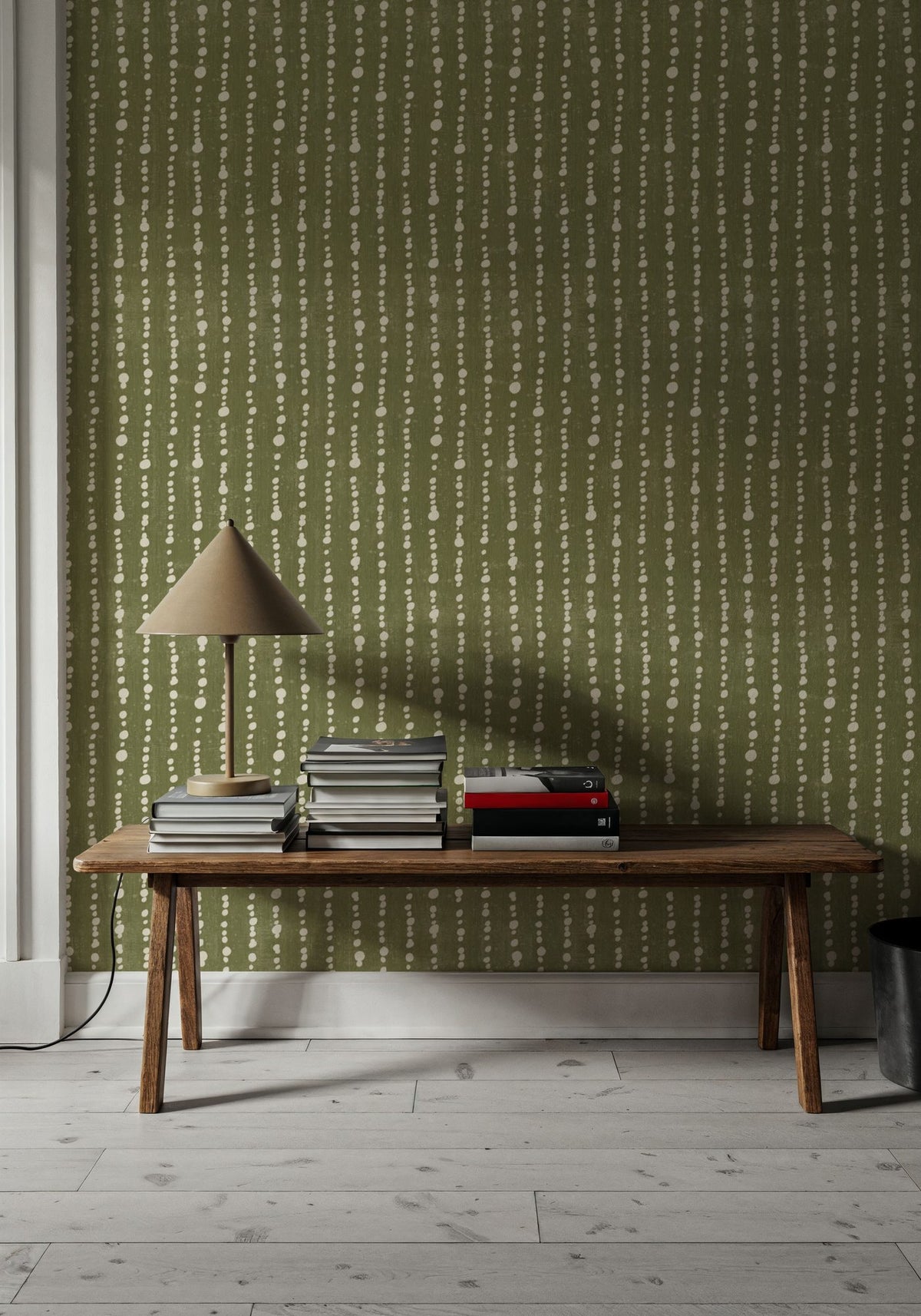 Woodland Drops Green Mural Wallpaper - room preview 05