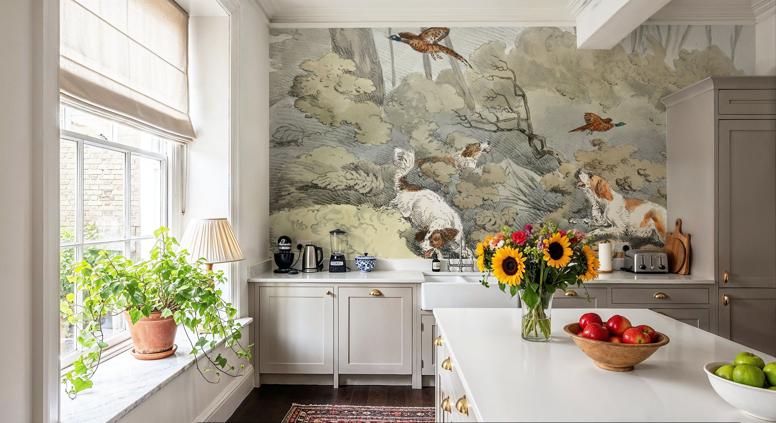 Dog Chase Mural Wallpaper