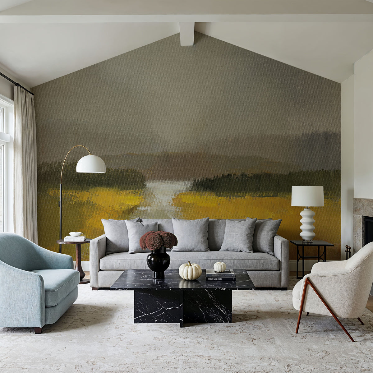 Fog and Golden Fields Mural Wallpaper - room preview 05