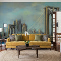 Painterly Brooklyn Bridge Mural Wallpaper - room preview 05