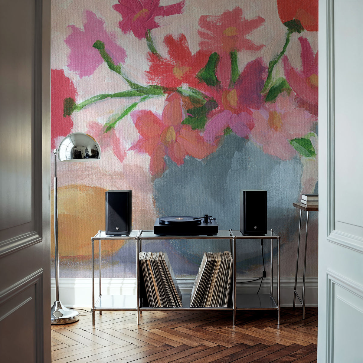 Pink Flowers with Lemon Mural Wallpaper - room preview 05