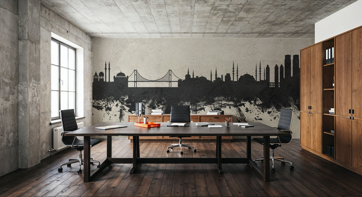 Istanbul Turkey Skyline Concrete Mural Wallpaper - room preview 05