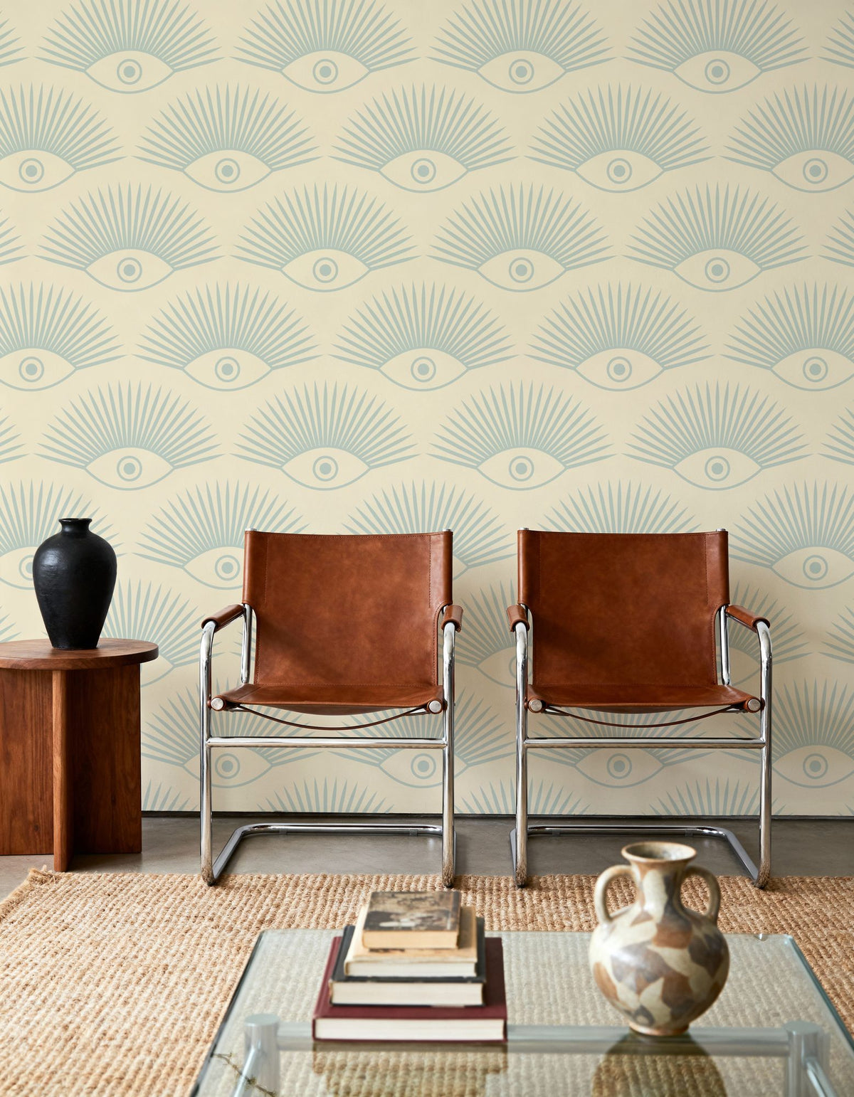 Art Deco Eye, Sky Blue Mural Wallpaper - room preview 05