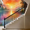 Vibrant Sunset Over Serene Lake Mural Wallpaper - room preview 05