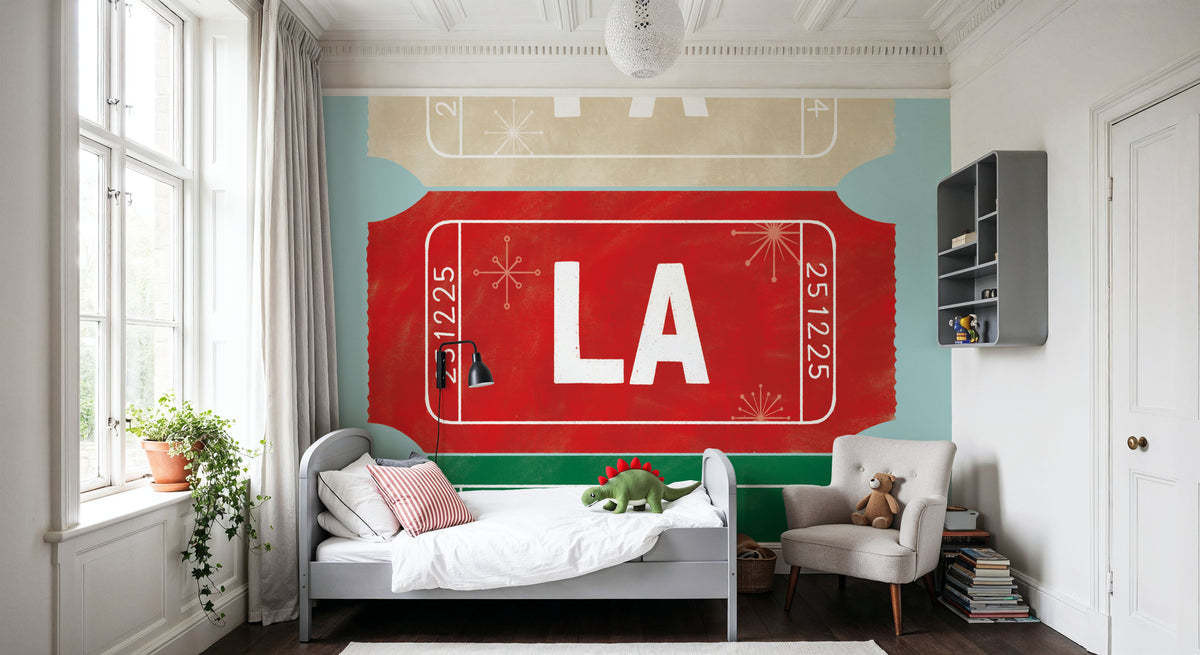Ticket Stubs Christmas Mural Wallpaper - room preview 05
