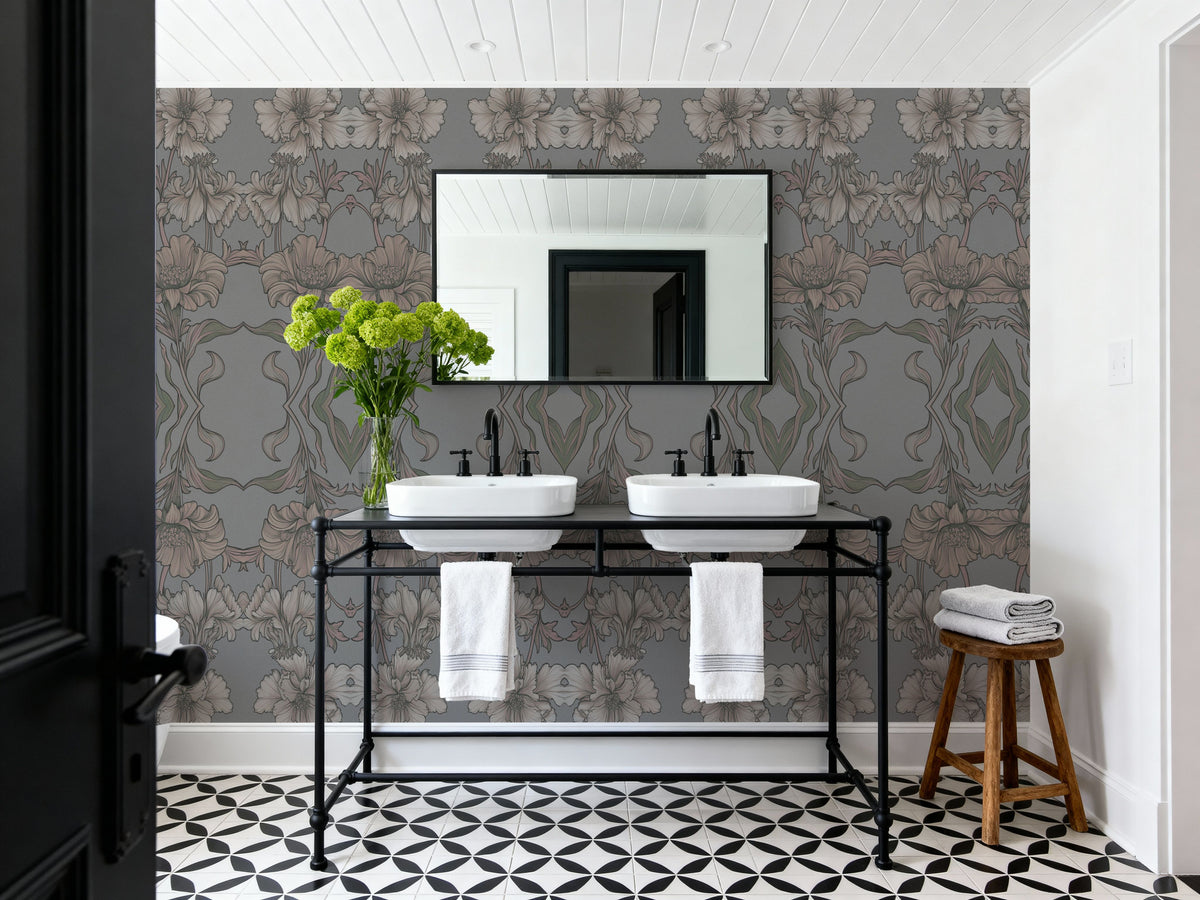 Flower Mirrors Mural Wallpaper - room preview 05