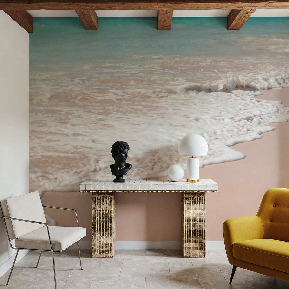 Pink Sand Shoreline Mural Wallpaper - room preview 05