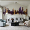 São Paulo Brazil Skyline Purple & Gold Mural Wallpaper - room preview 05