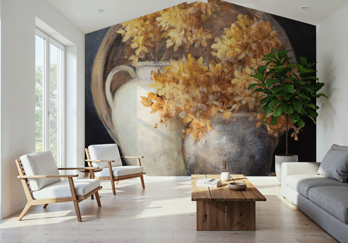 Golden Hydrangeas II Mural Wallpaper - room preview 05