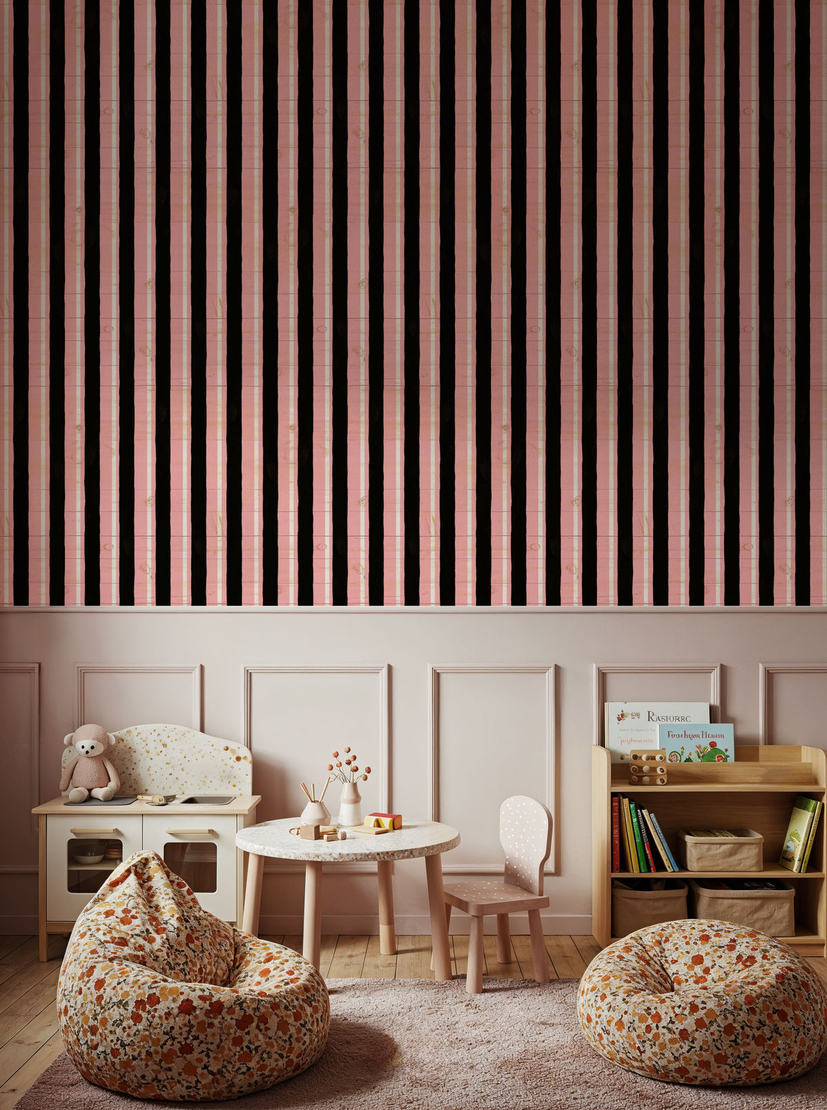 Mystical Stripes Pink Mural Wallpaper - room preview 05