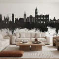 Málaga Spain Skyline Black & White Mural Wallpaper - room preview 05