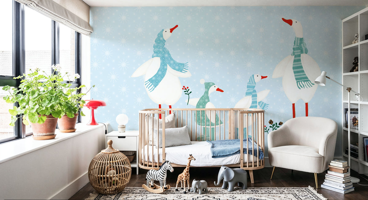 Ducks in the Snow I Mural Wallpaper - room preview 05