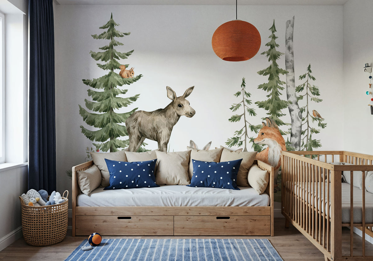 Fir Forest Pals Mural Wallpaper - room preview 05