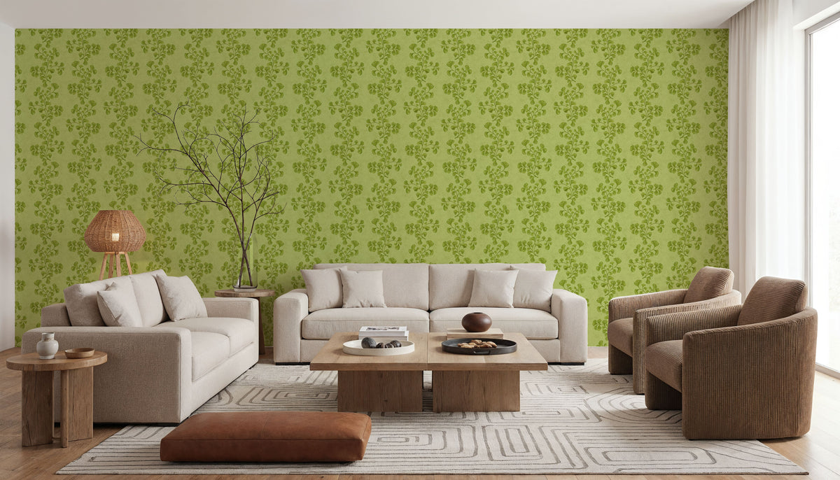 Fern Stripes, Lime Green Mural Wallpaper - room preview 05