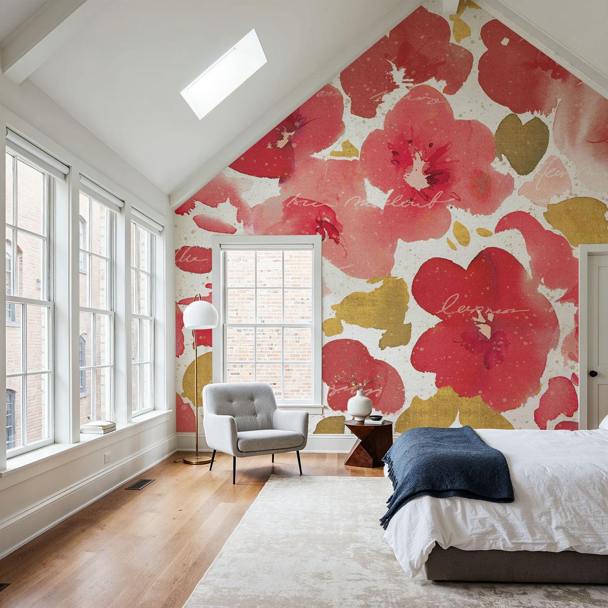 Floral Flow I Red Gold Mural Wallpaper - room preview 05