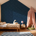 Stardust, Sky Blue on Space Mural Wallpaper - room preview 05