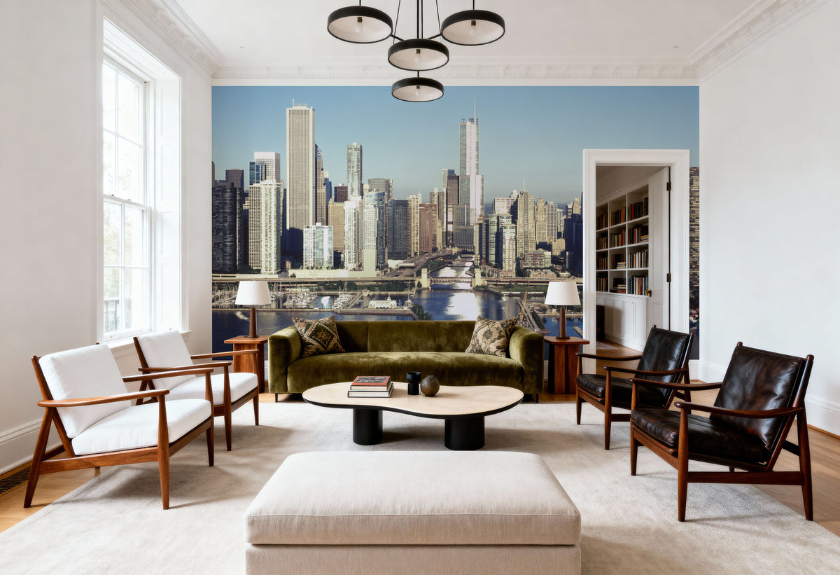 Harbor City Reflection Mural Wallpaper - room preview 05