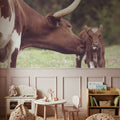 Longhorn Pasture Pair Mural Wallpaper - room preview 05
