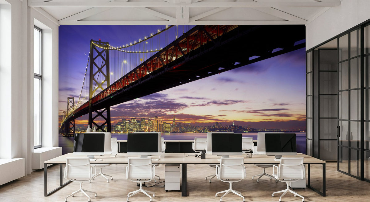 Golden Gate Twilight Mural Wallpaper - room preview 05