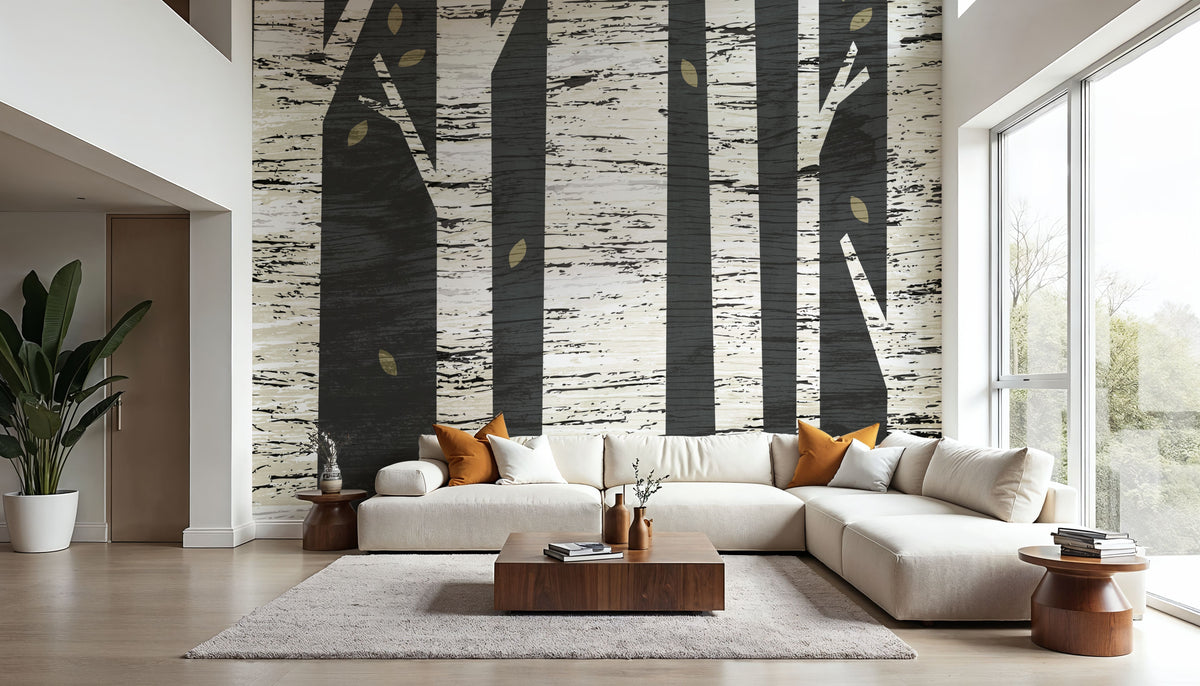 Birch Forest Mural Wallpaper - Neutral Tone - room preview 05