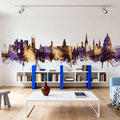 Lancaster England Skyline Purple & Gold Mural Wallpaper - room preview 05
