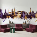 Nîmes France Skyline Purple & Gold Mural Wallpaper - room preview 05