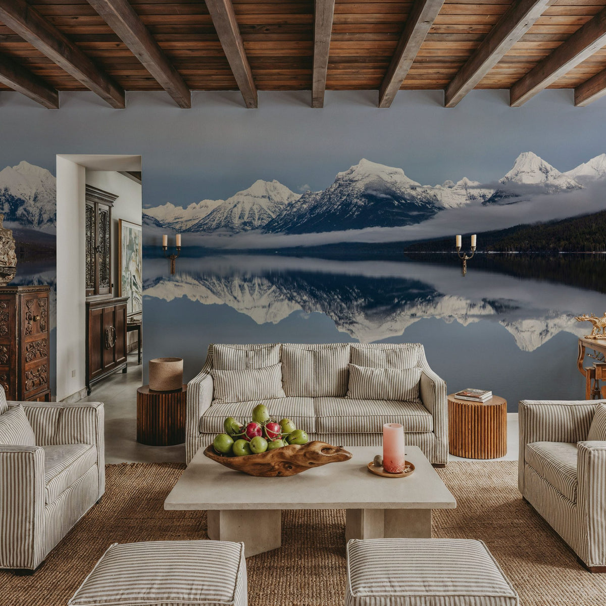 Mountains Over Lake Mural Wallpaper - room preview 05