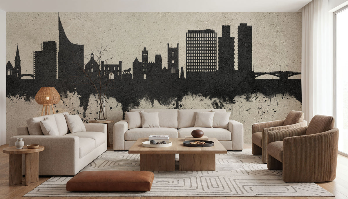 Reading England Skyline Concrete Mural Wallpaper - room preview 05