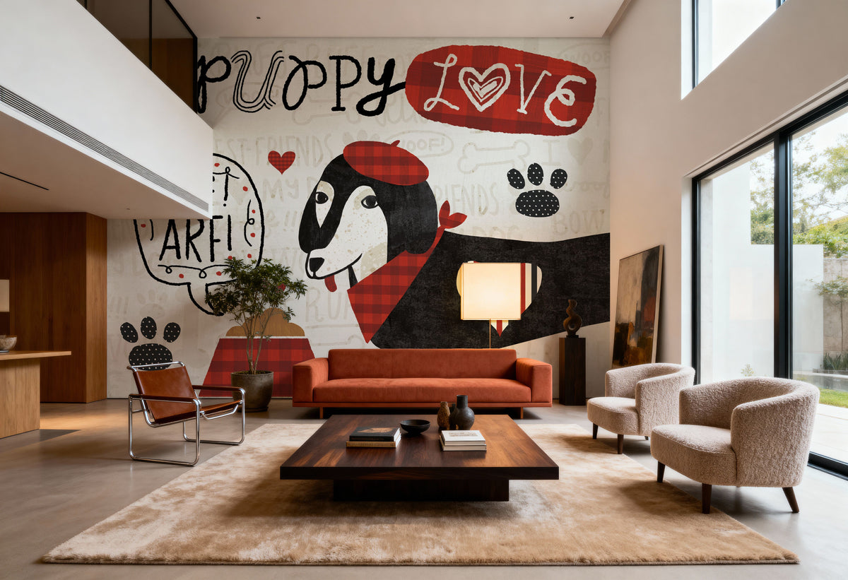 Puppy Love V Mural Wallpaper - room preview 05