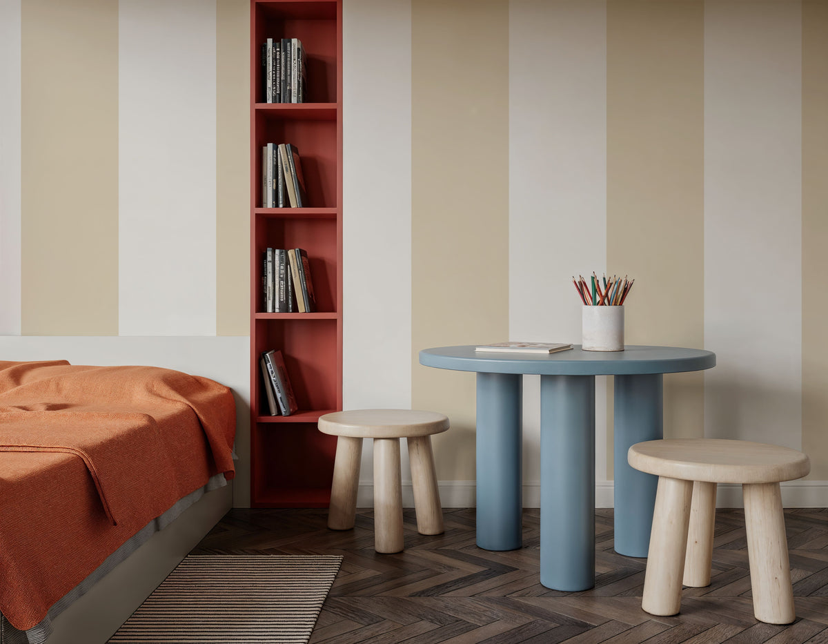 Circus Stripes, Beige Mural Wallpaper - room preview 05