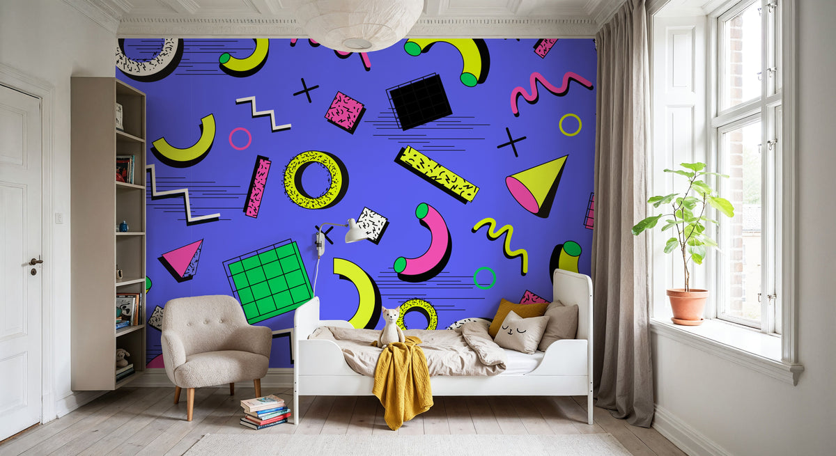 Memphis Shapes Mural Wallpaper - room preview 05