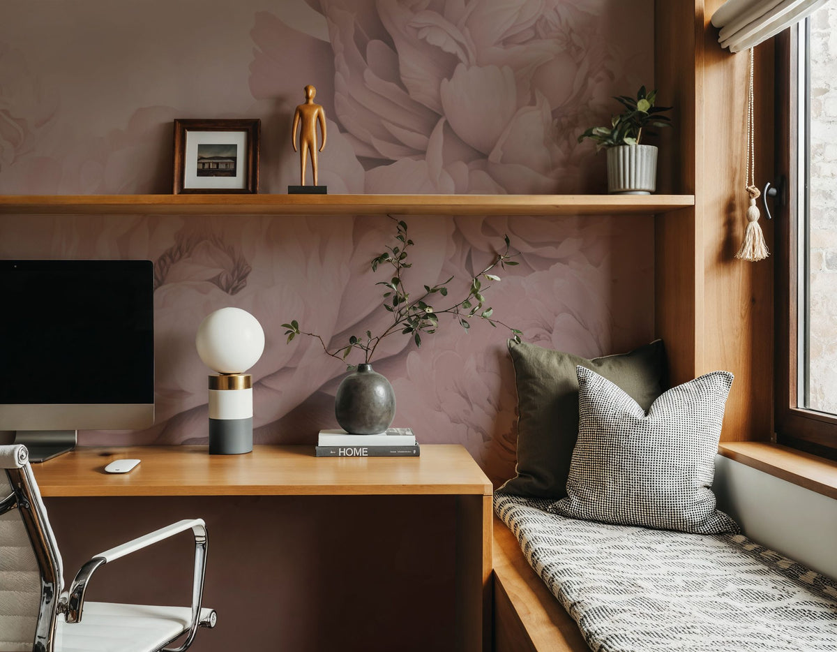 Transcendent Peony, China Rose Mural Wallpaper - room preview 06